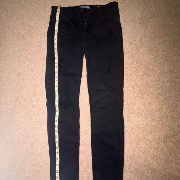 7 FOR ALL MANKIND The Ankle Skinny Black Distressed Jeans - Size 27 - Picture 1 of 4
